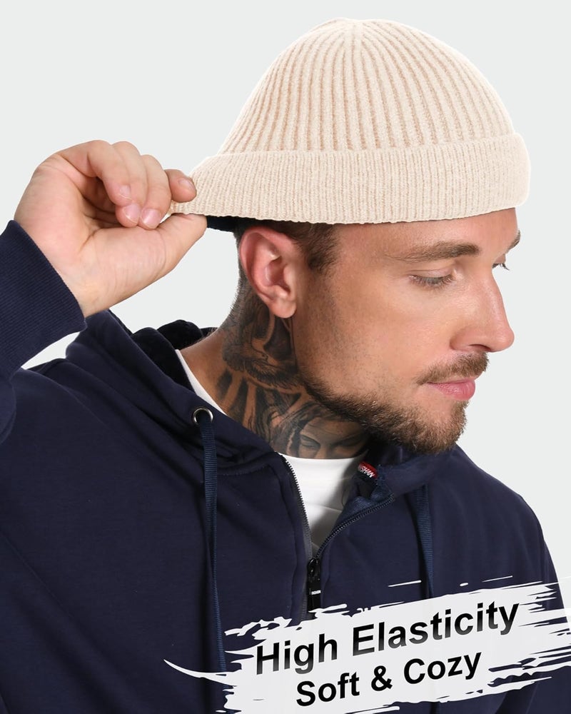 Roybens Short Fisherman Beanie for Men Women, Wool Warm Winter Hat, Swag Knit Cuff Soft Trawler Beanies Watch Cap Skull Caps - Image 3